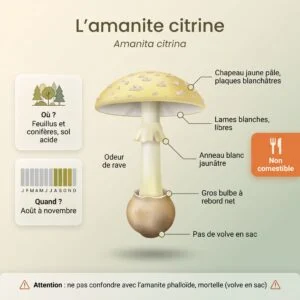 Amanite citrine (Amanita citrina) : infographie d'identification