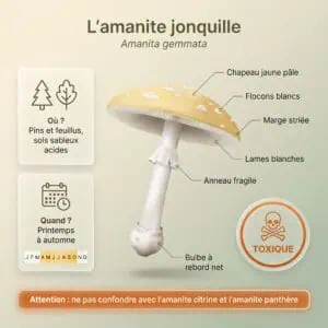 Amanite jonquille (Amanita gemmata) : infographie d'identification