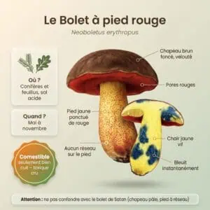 Bolet à pied rouge (Neoboletus erythropus) : infographie d'identification