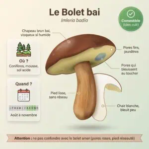 Bolet bai (Imleria badia) : infographie d'identification