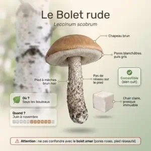 Bolet rude : champignon typique sous les bouleaux