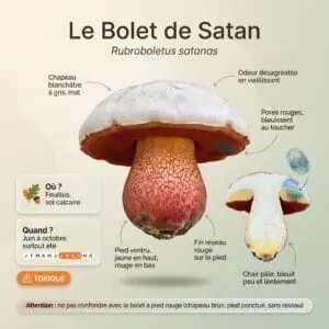Réseau et chair bleuissante : Bolet de Satan (Rubroboletus satanas)