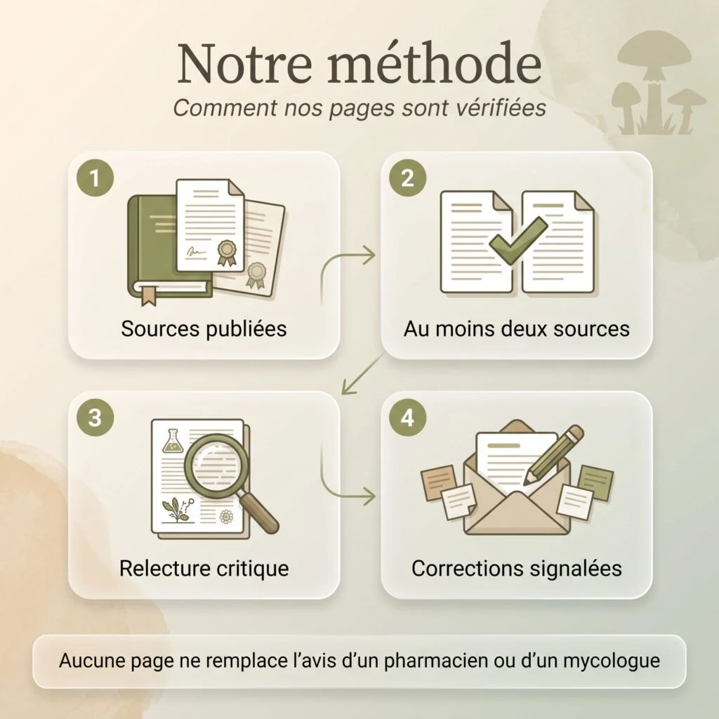 Notre méthode : sources publiées, au moins deux sources, relecture critique, corrections signalées