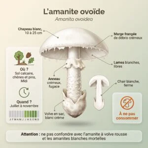 Amanite ovoïde (Amanita ovoidea) : infographie d'identification