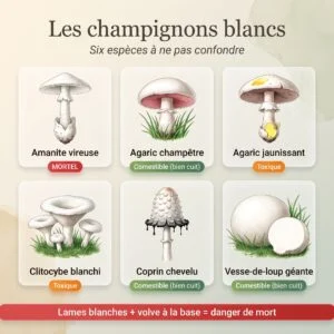 Champignons blancs : planche illustrée