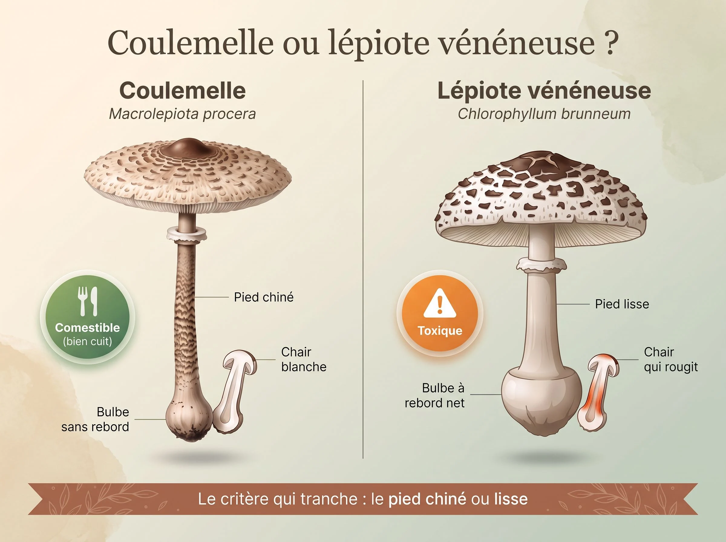 Coulemelle ou lépiote vénéneuse : comparaison