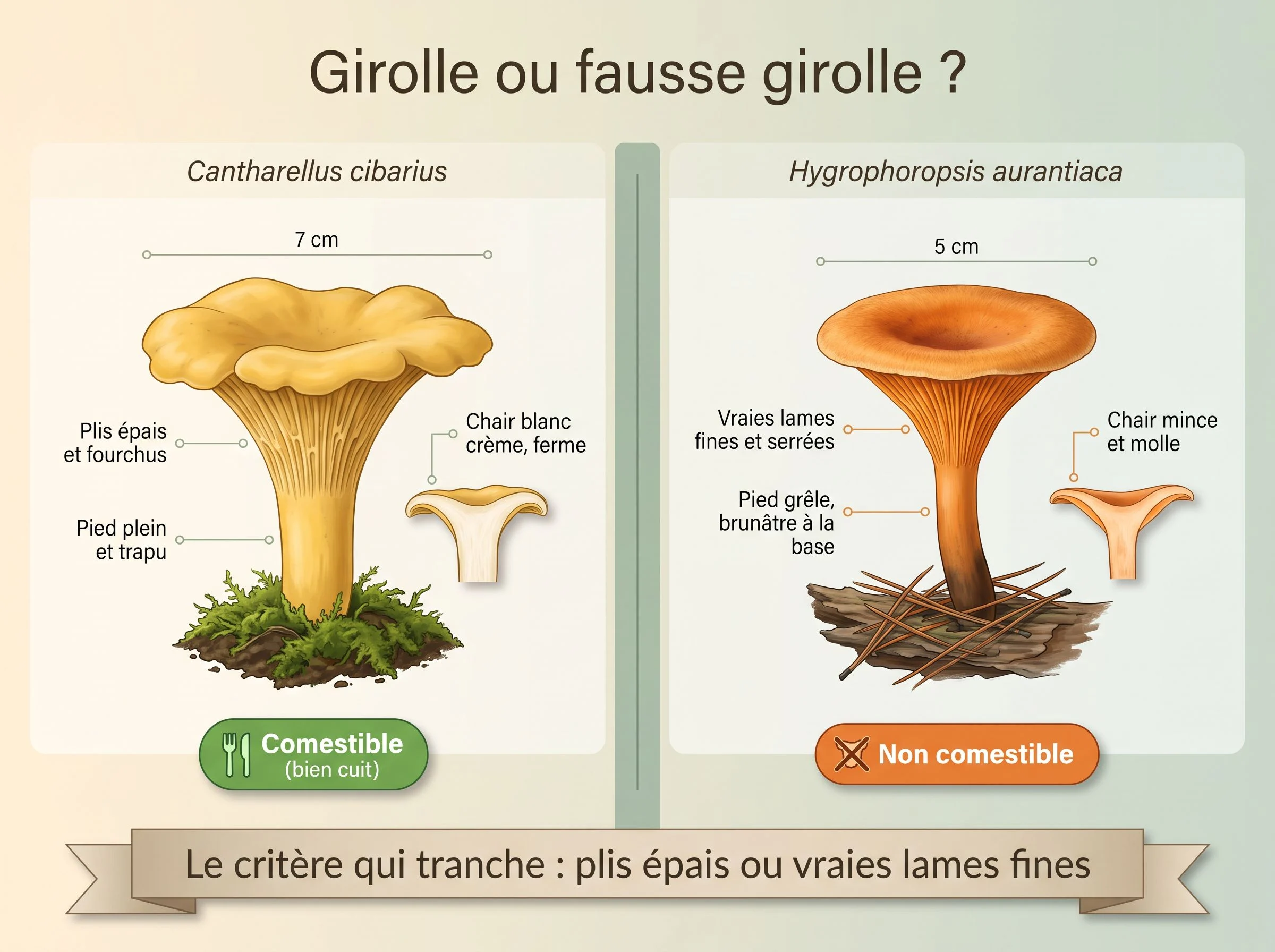 Girolle ou fausse girolle : comparaison