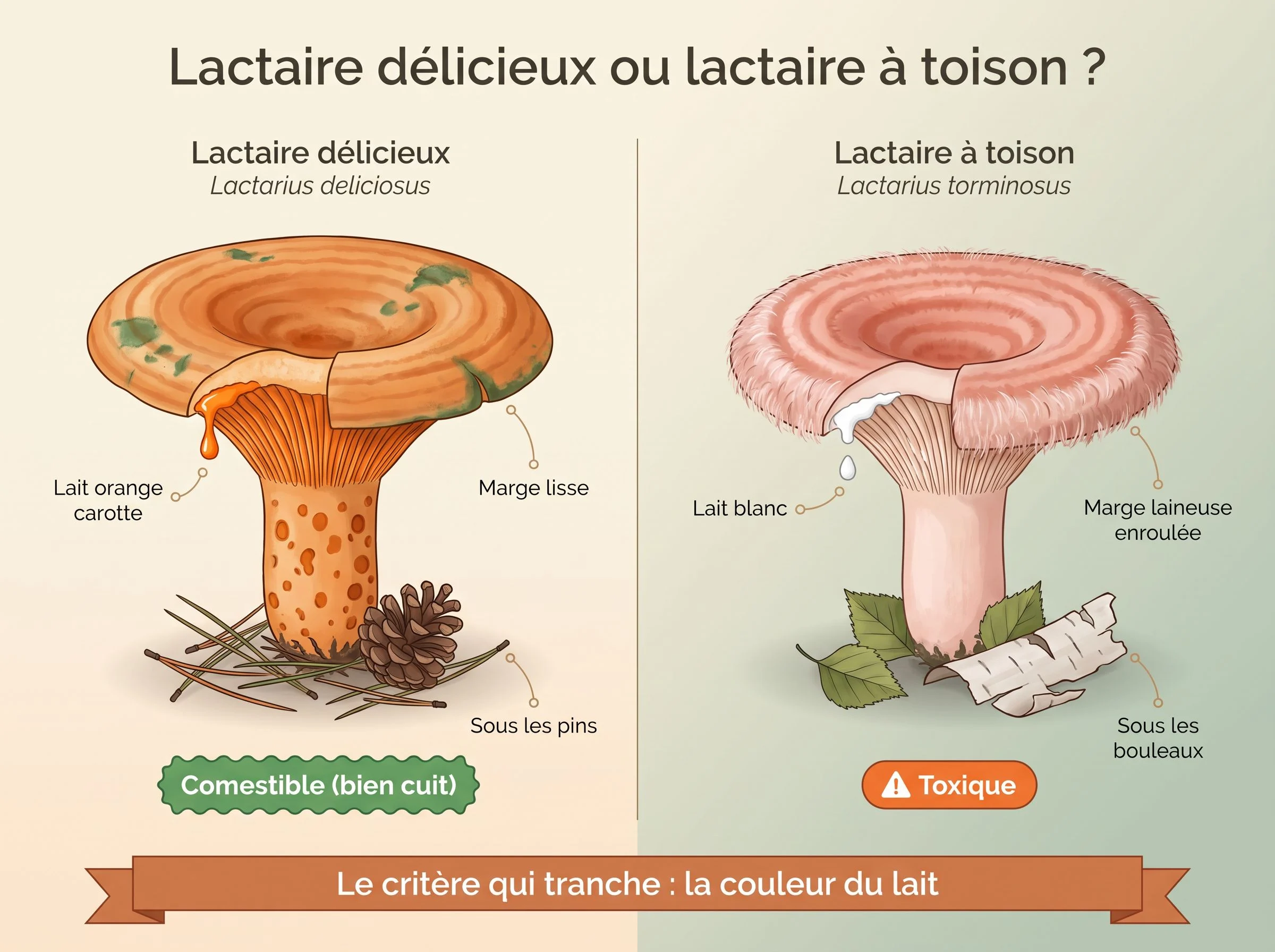 Lactaire délicieux ou lactaire à toison : comparaison