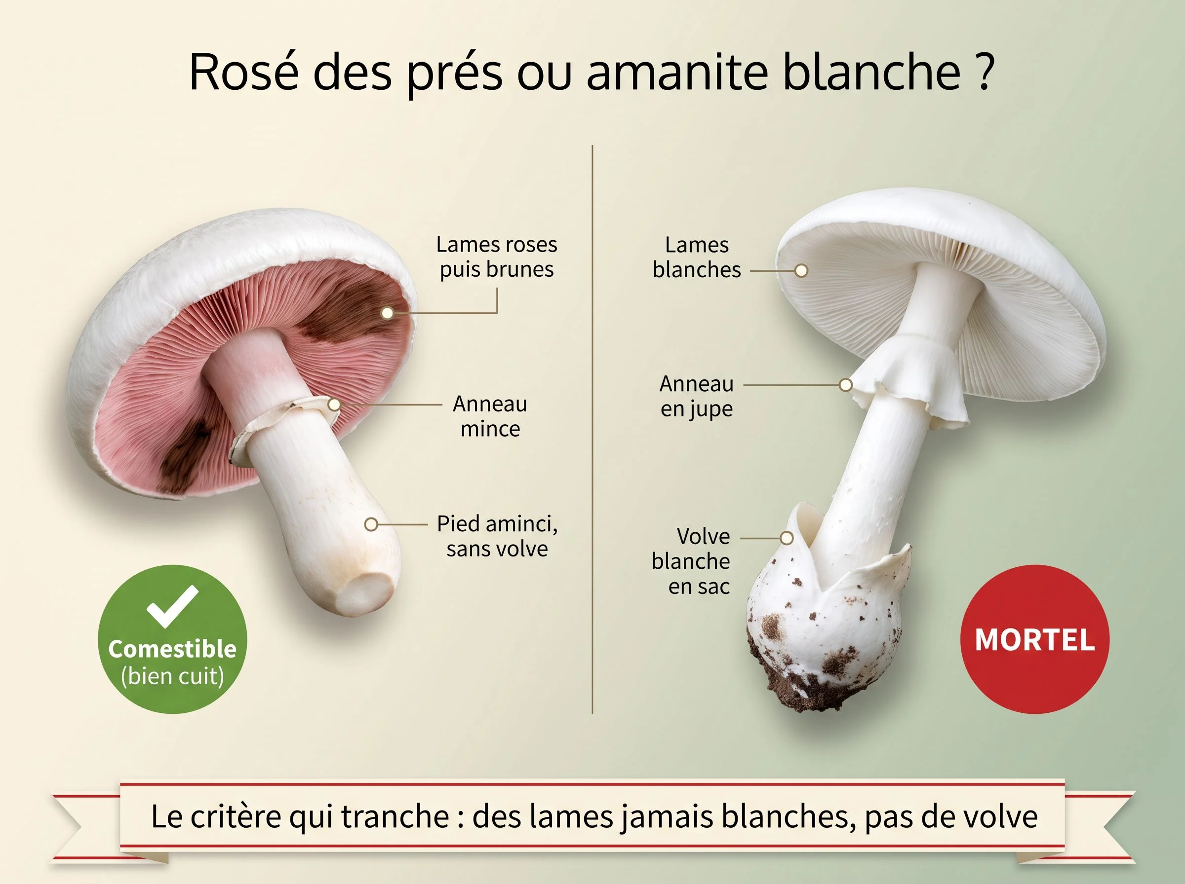 Rosé des prés ou amanite blanche : comparaison