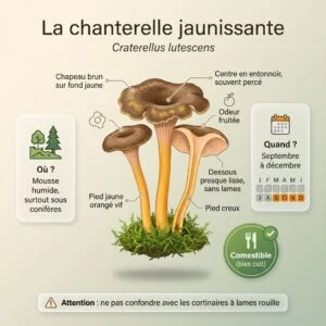 Chanterelle jaunissante (chanterelle jaune) (Craterellus lutescens)