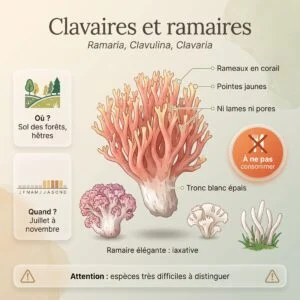 Clavaires et ramaires (Ramaria formosa et espèces proches)