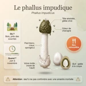Phallus impudique (Phallus impudicus) : infographie d'identification