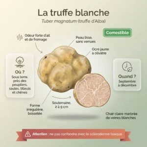 Truffe blanche (truffe d'Alba) (Tuber magnatum) : infographie d'identification